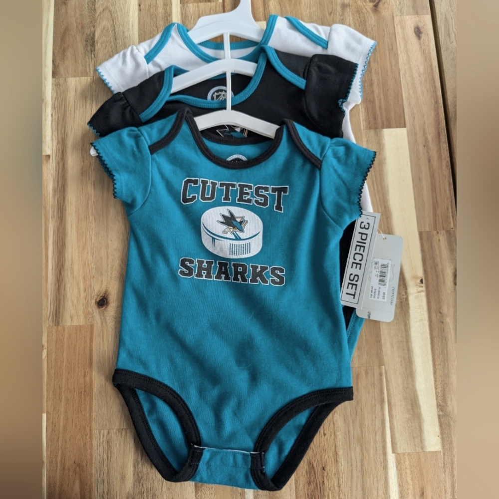San Jose Sharks Onesies - 3 piece set, 12M